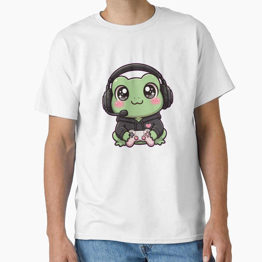 Cute Frog Gamer With Headset - Kawaii Lo-Fi Frog - Cozy Gaming Frog by Petringo