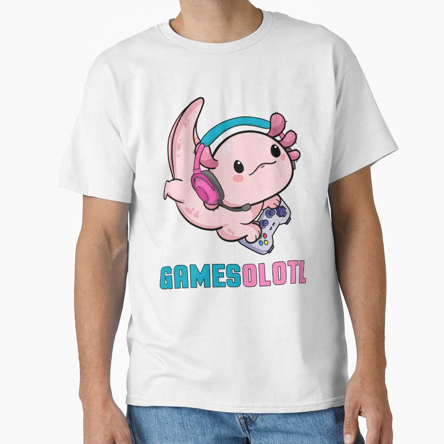 Pink Axolotl Playing video games Gamesalotl by JuliaPop