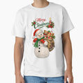 Cute Christmas Snowman and Teddy Bear Holiday by DeliaDesignsCo