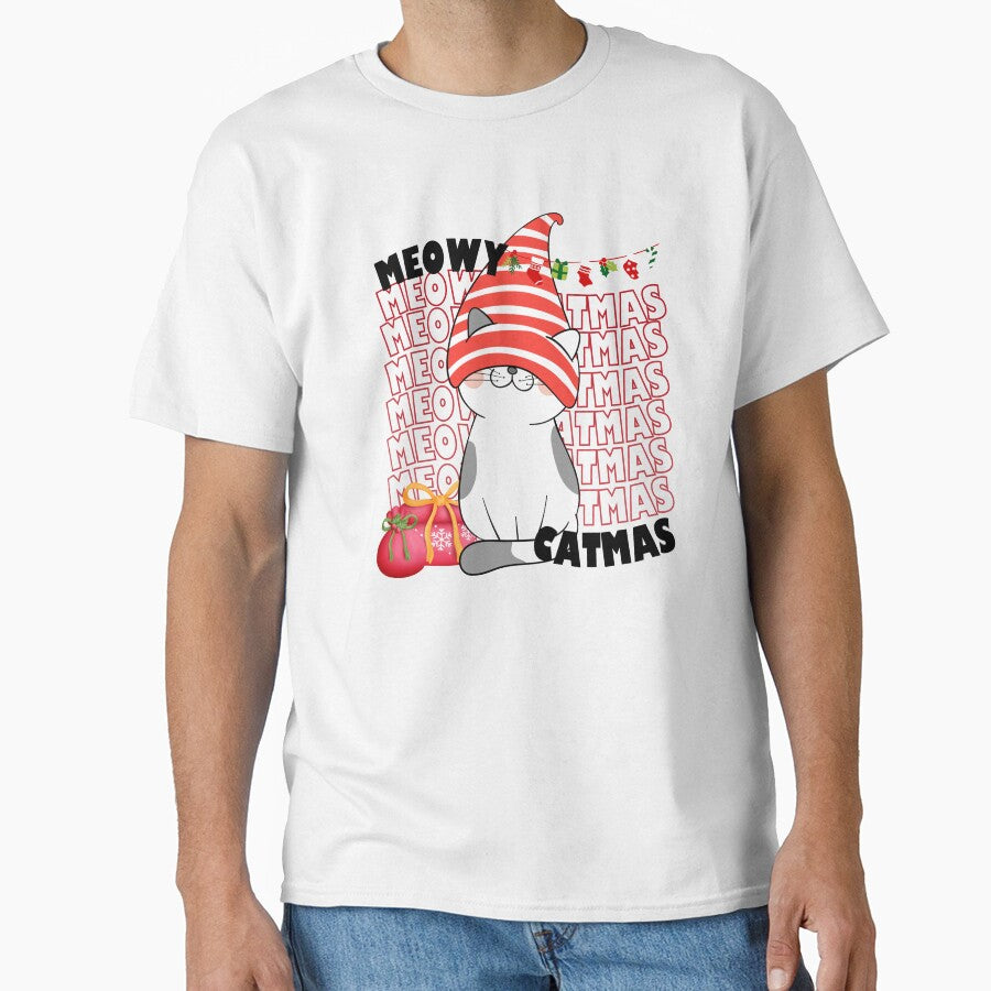 Meowy Catmas Christmas cute cat greetings funny cat design by NellyDS17