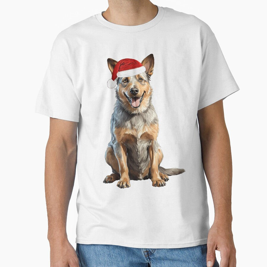Australian Cattle Dog Christmas Tree Dog Puppy Watercolor by Magnolia Valley Art