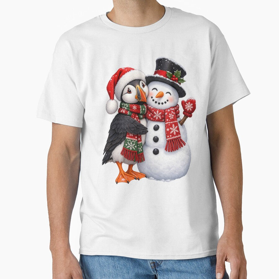 Christmas Puffin with Snowman by Shopex10