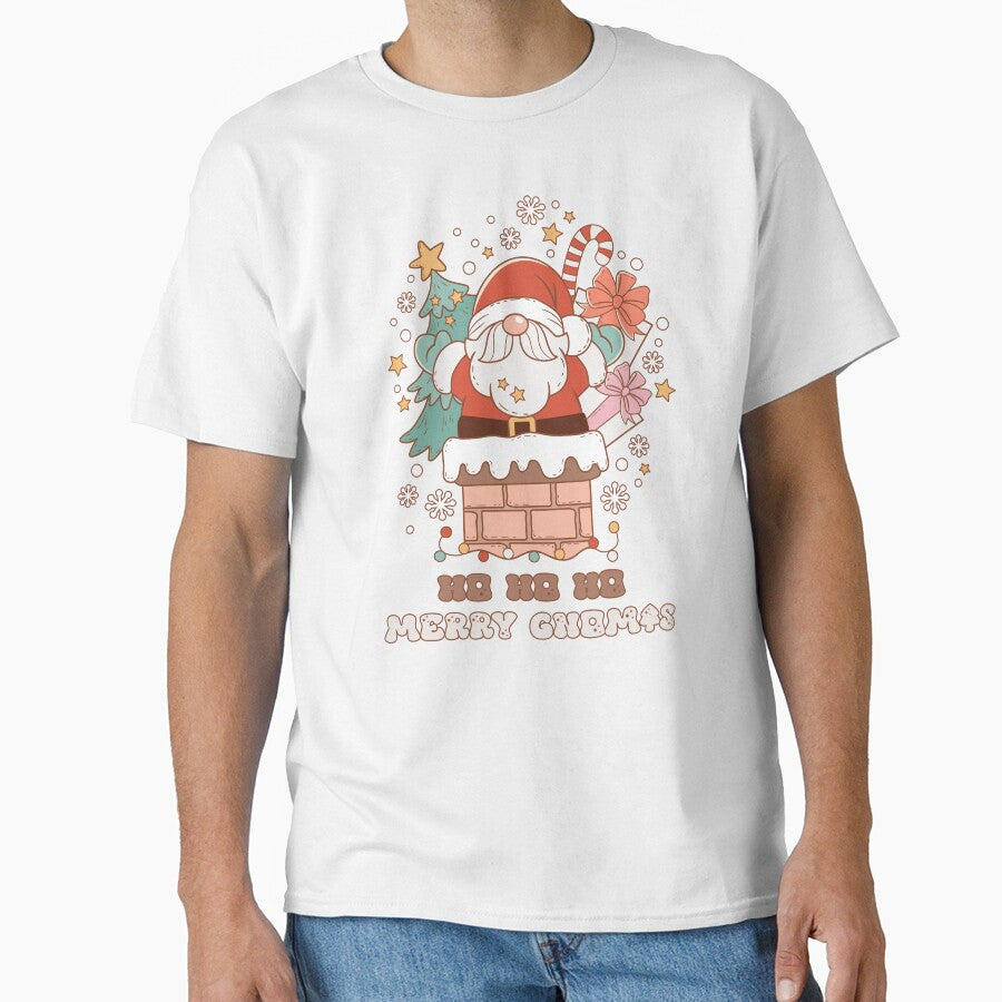 Ho Ho Ho, Merry Gnomas - Santa Gnome Celebrating Christmas (Red Outline Design) by Spiprinto