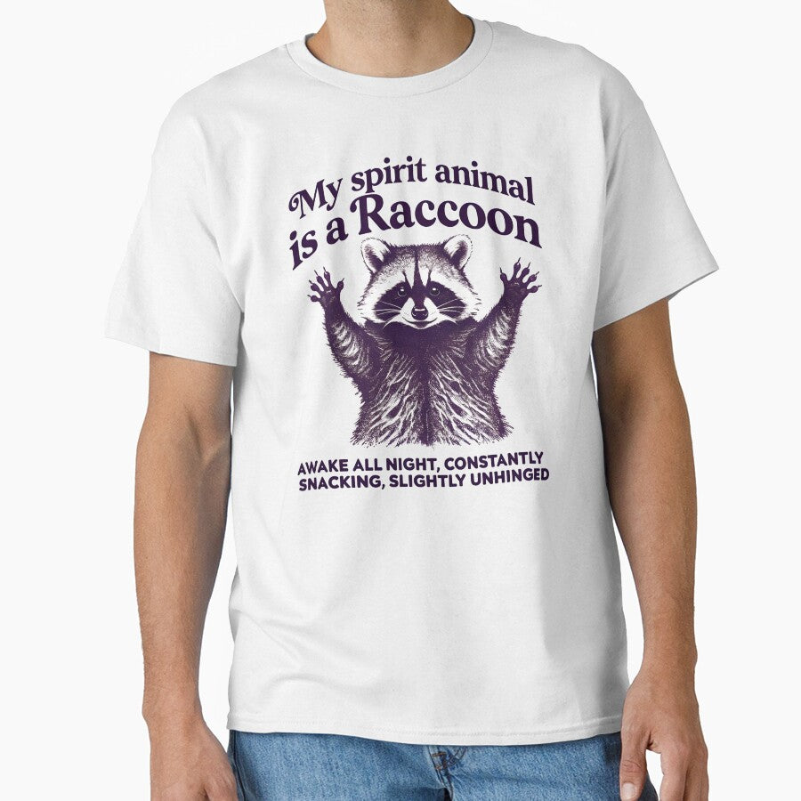 My Spirit Animal is a Raccoon Funny Quote Design by SamSupershirt