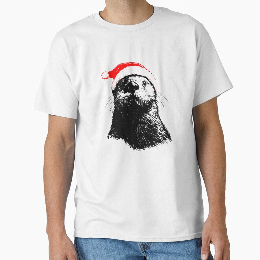 Festive Sea Otter in Santa Hat by JollyCritters