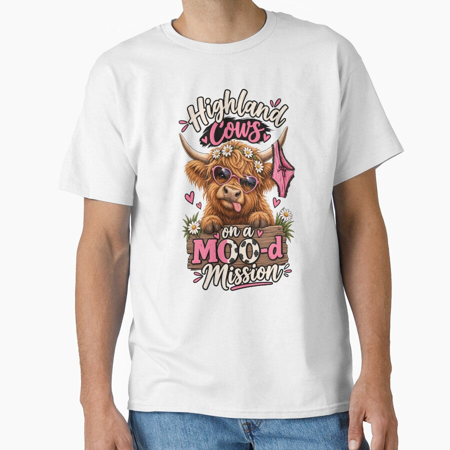 Highland Cows on a Moo-d Mission Funny Cow Lover by ZIGLWORKS