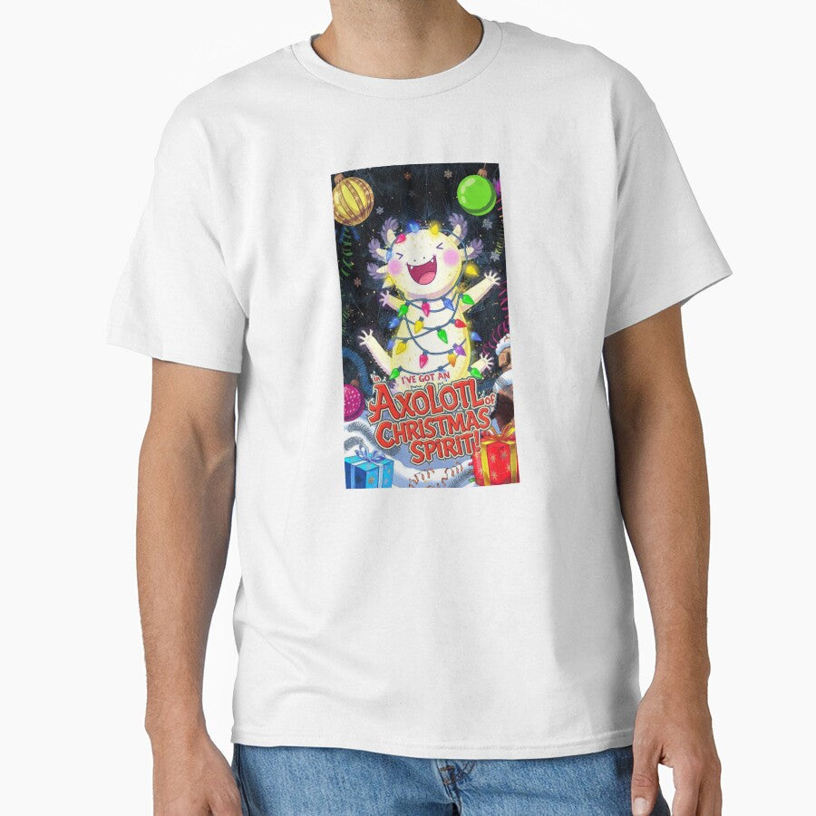Cute Axolotl Covered in Christmas Lights - Vibrant Cartoon Animal Design by MadeByACJ