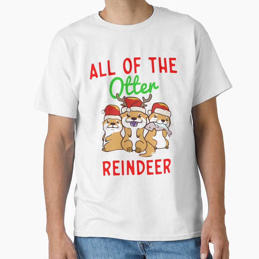 All of the Otter Reindeer Cute Christmas Otters Santa Hats by LavateArtStudio