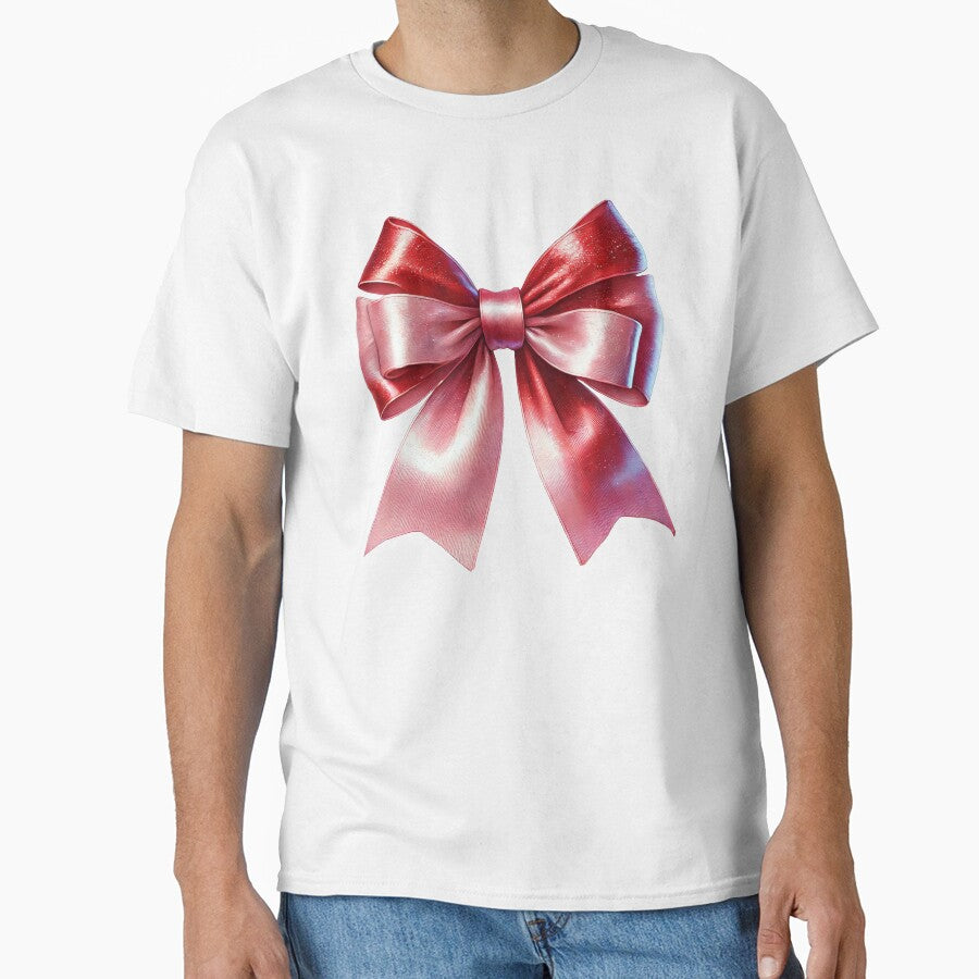 Elegant Pink and Red Bow with Glossy Sparkle by CultDigHoriz
