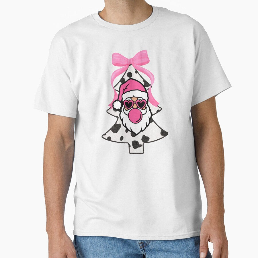 Santa Blowing Bubbles Christmas Tree Coquette Pink Bow Girly by SunfullyYours