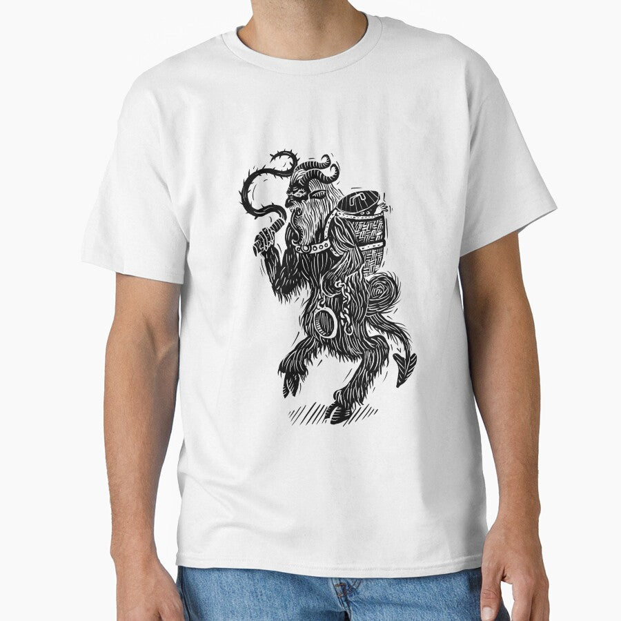 Digital woodcut design Krampus by Magpye