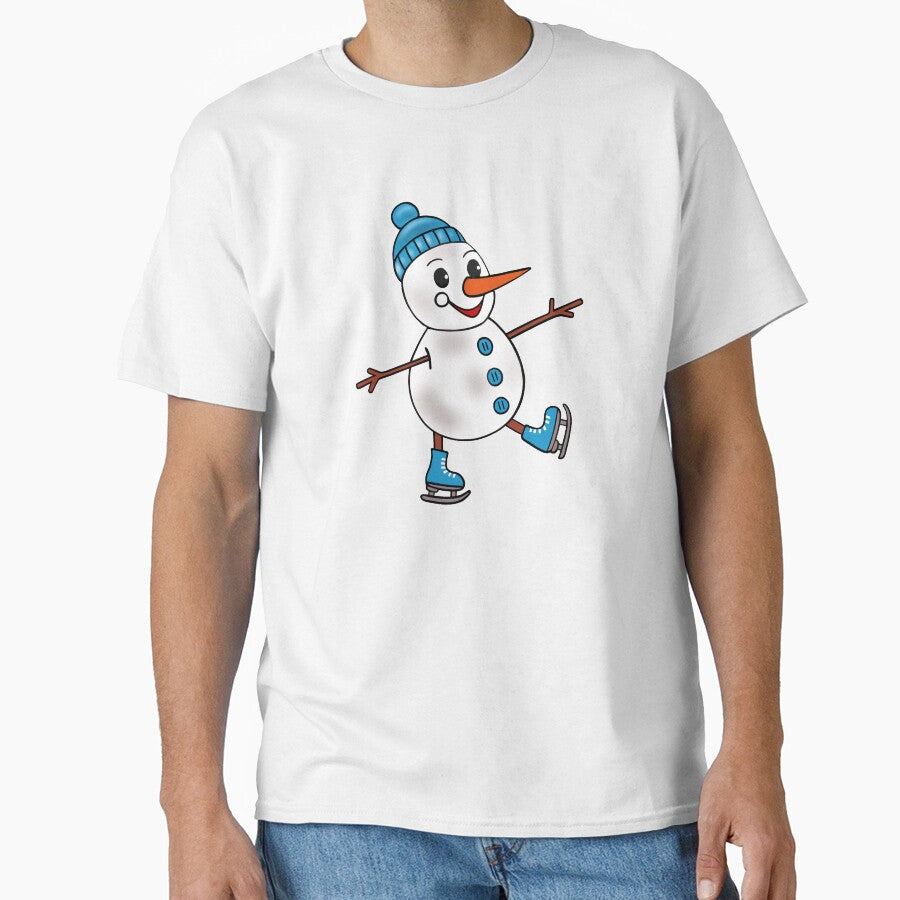 Cute Snowman Ice Skating by Sartoris Art