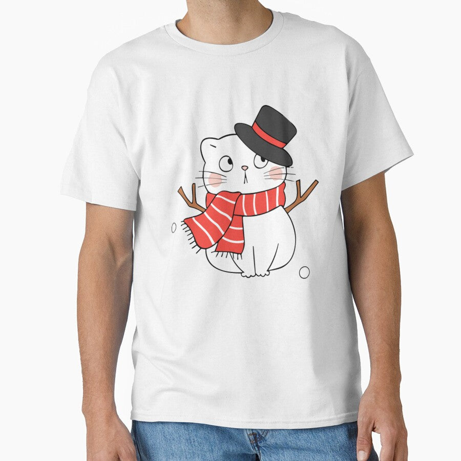 Cat Snowman Cute Festive Winter Kitten Illustration by AvocadoShopp