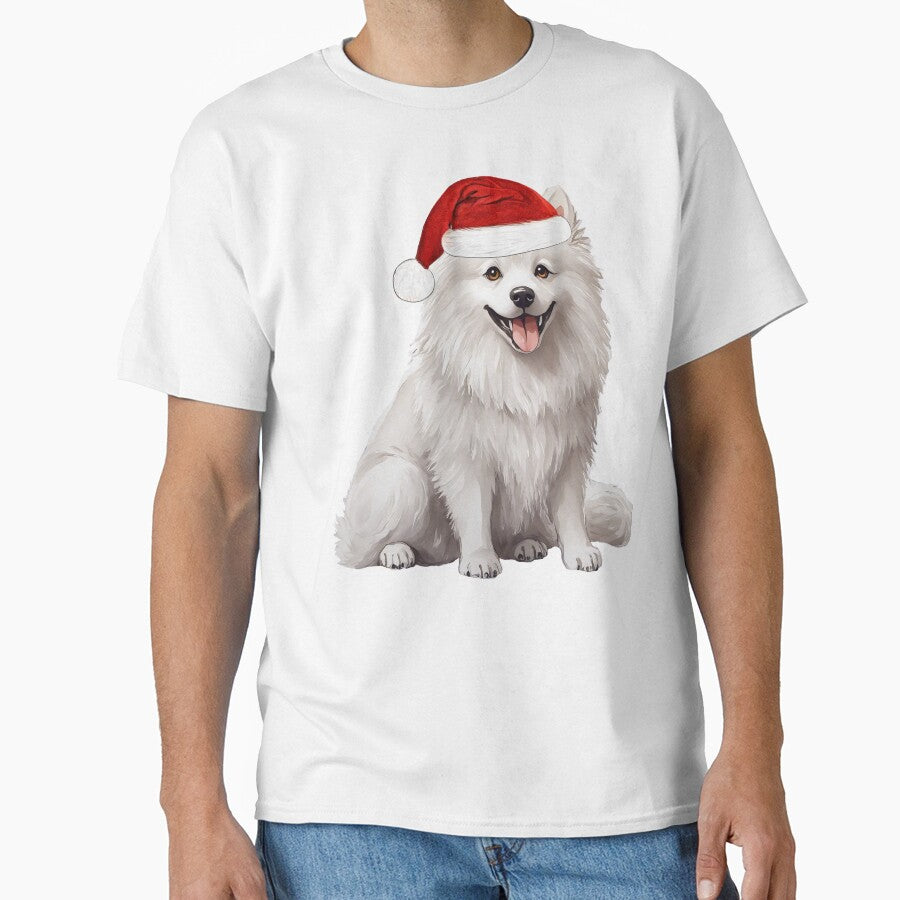 American Eskimo Dog Christmas Tree Dog Puppy Watercolor by Magnolia Valley Art