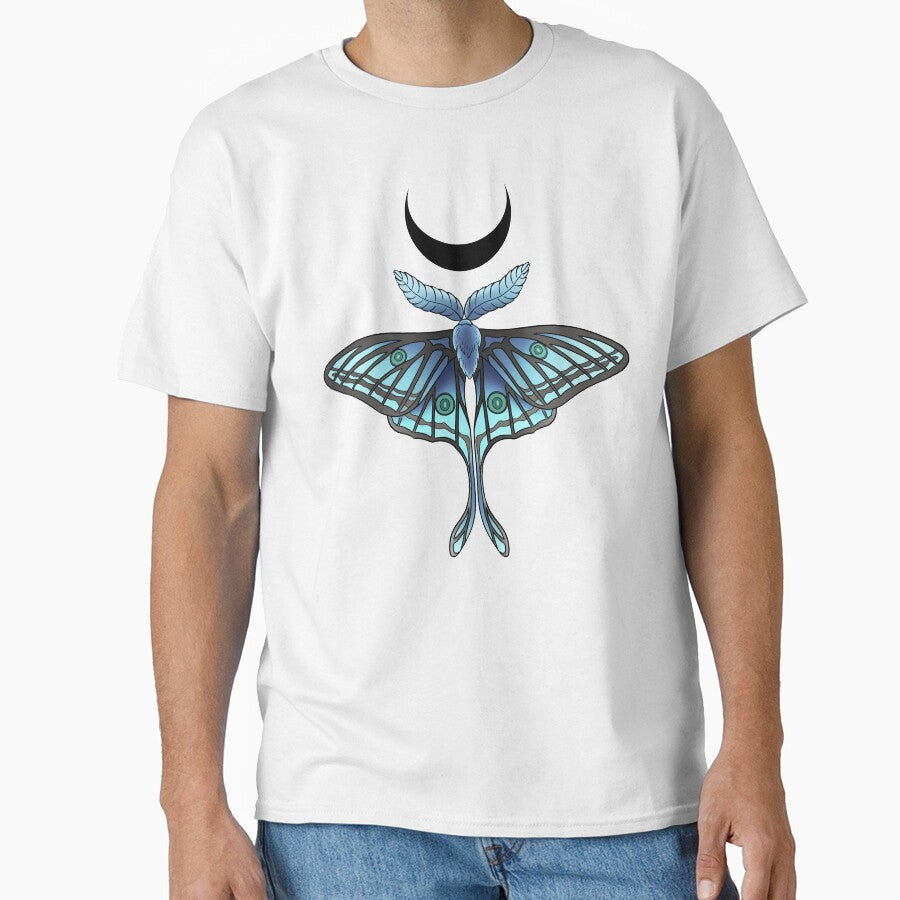 Vibrant Blue Moth Chasing the Moon by FoxSocksArt