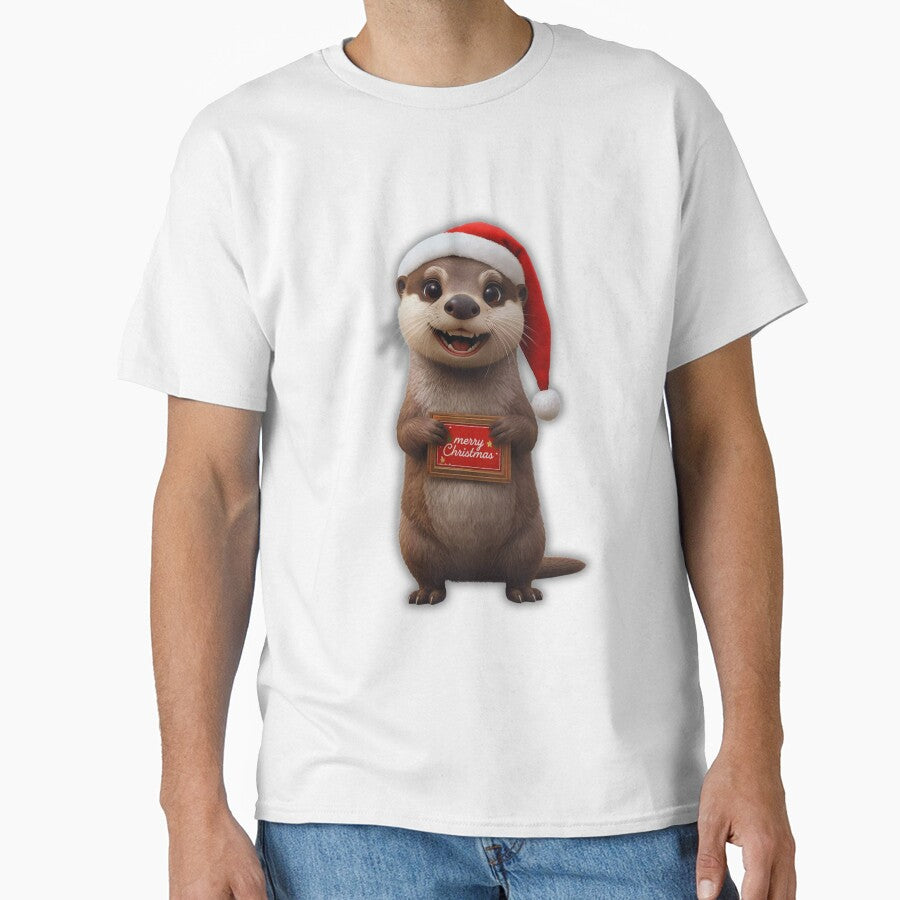 Christmas Otter Character in Santa Costume – Adorable Holiday Art by Otterly Cute