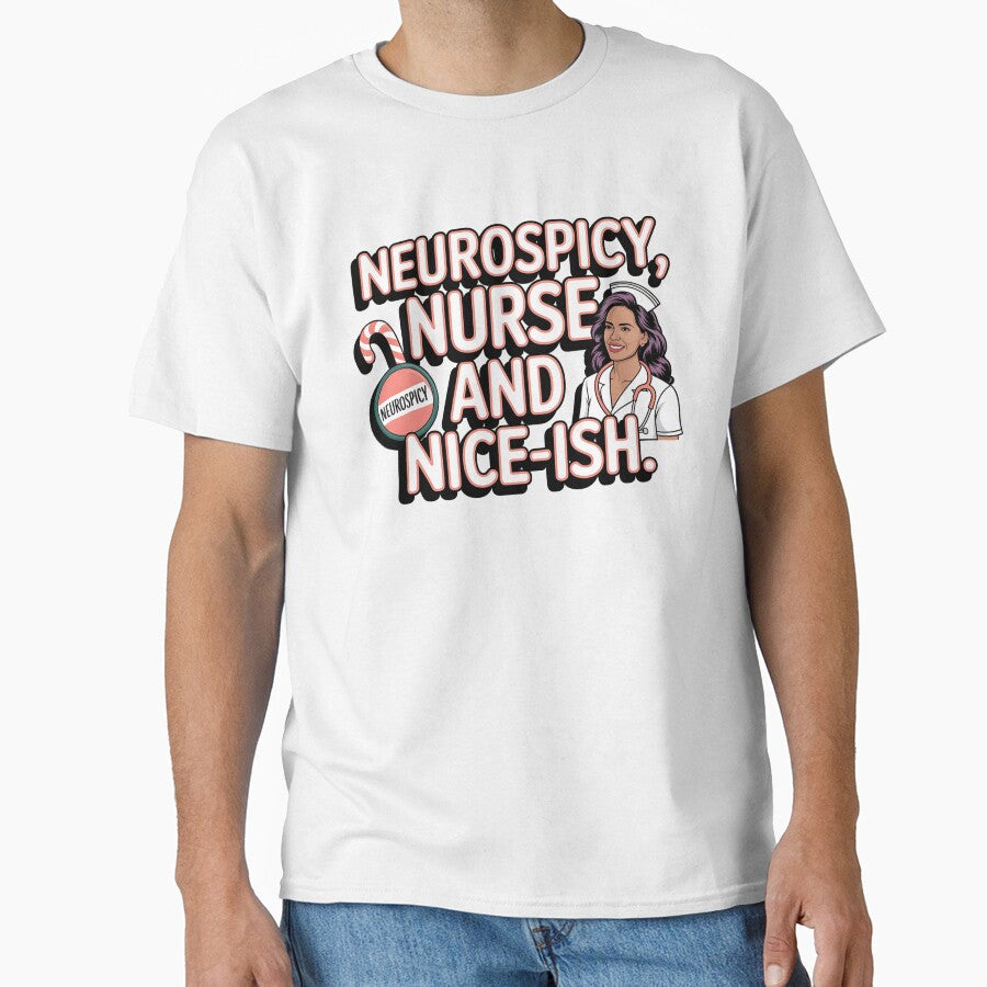 Neurospicy, Nurse and Nice‑ish | Neurodivergent Nurse Christmas Humor & Holiday Pride by CuteDesignables