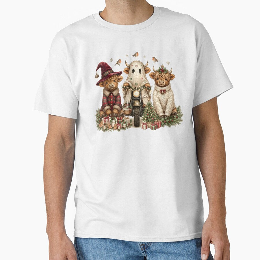 Funny Christmas Highland Cow Santa Holiday by DYAFLK