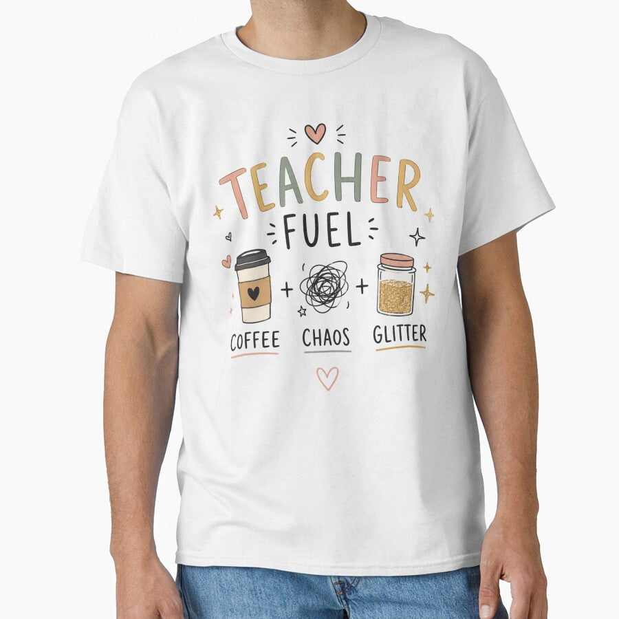 Teacher Fuel Coffee Mug | Coffee Chaos Glitter Accent Mug by Clean Print Goods