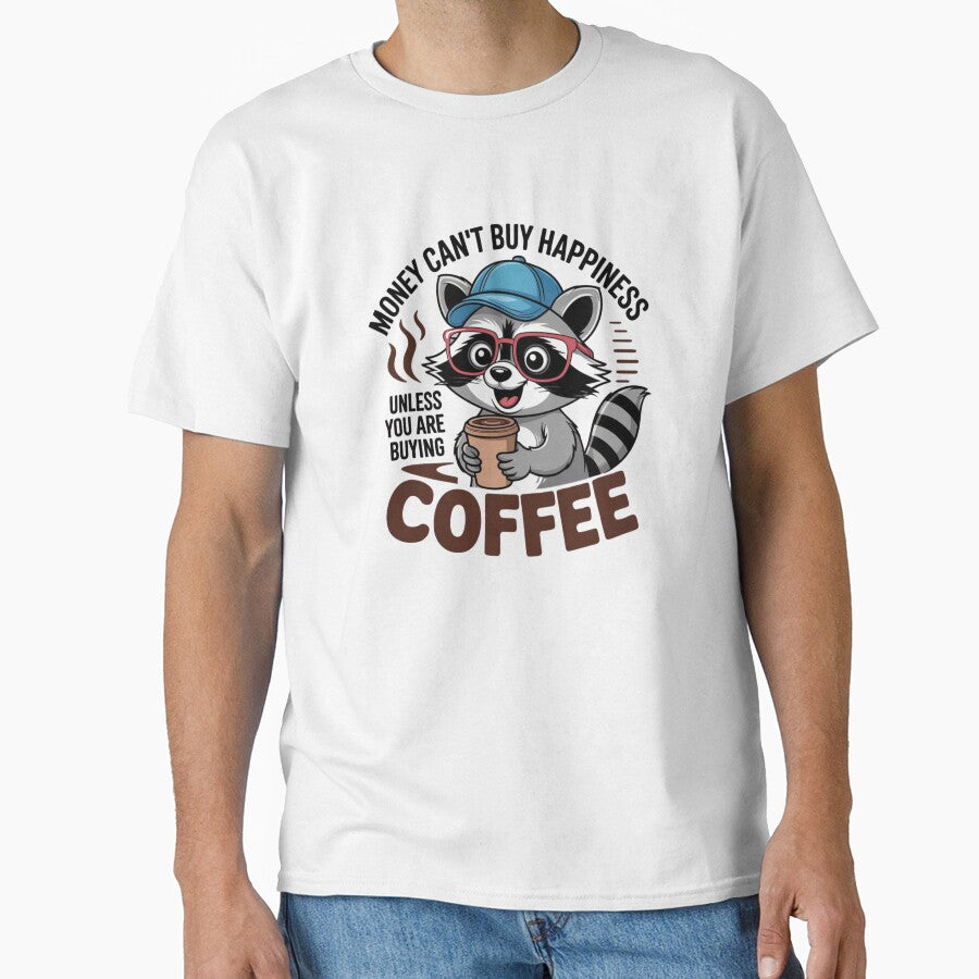 Raccoon and Coffee | T-Shirt by NicolasGlowArt