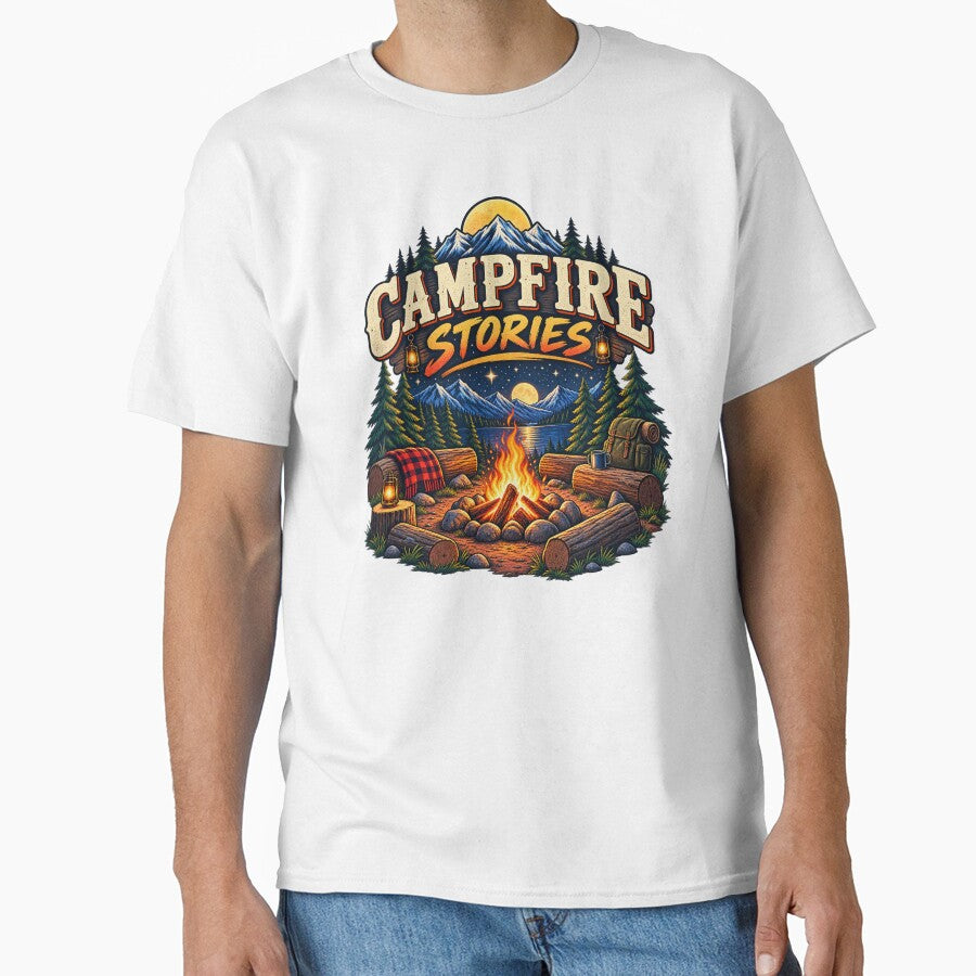 Campfire Stories Vintage Camping Mountain Forest Adventure Design by RobertArt08