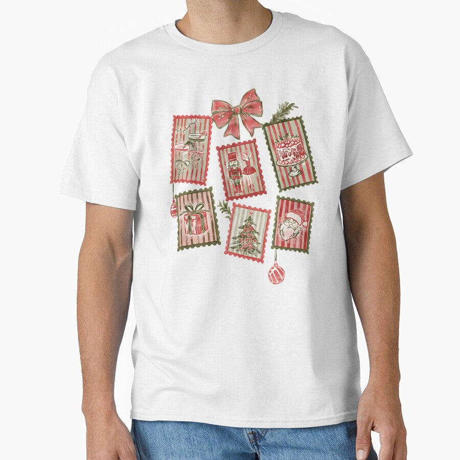 Vintage Christmas Postage Stamps Shirt – Retro Holiday Postcard Tee by Piwemal