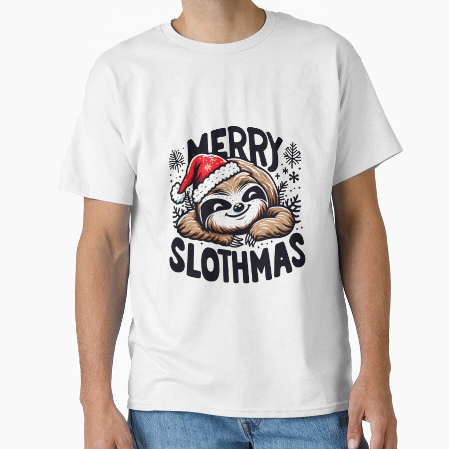 Whimsical Christmas Sloth Vector Art - Merry Slothmas Design by CinEmmaDesign