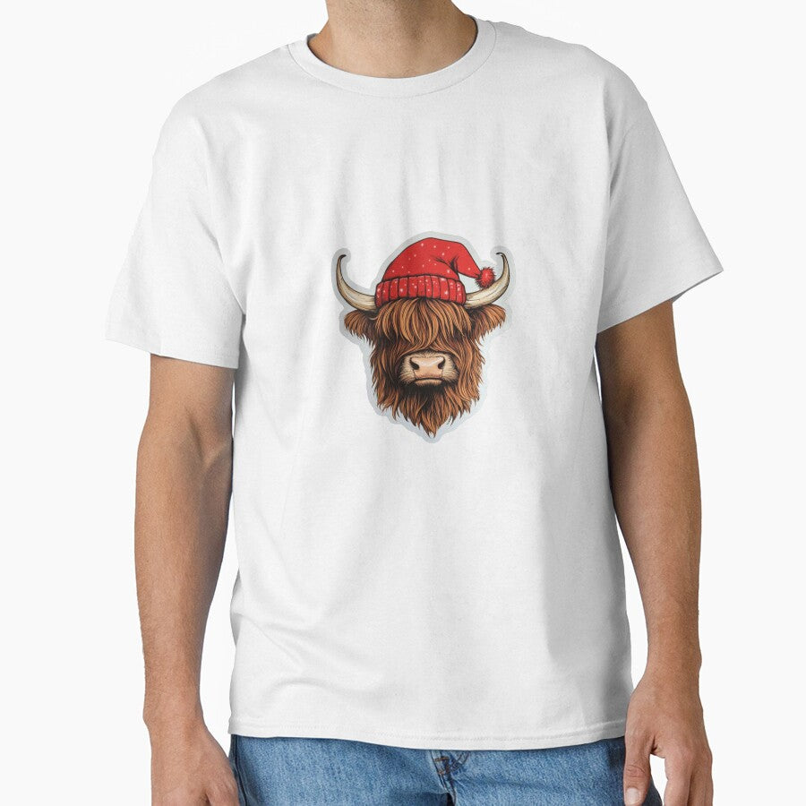Highland Cow with Red Hat by NicolasGlowArt