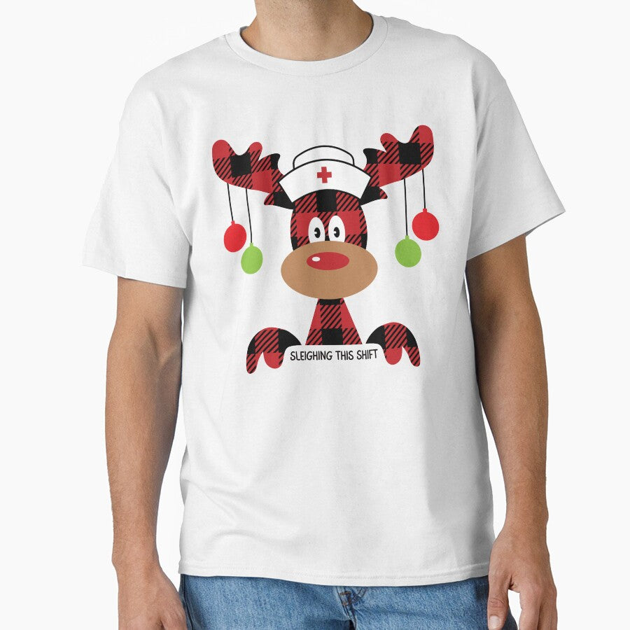 Sleighing This Shift | Plaid Reindeer Nurse | Cute Christmas Nurse Design by NANursing