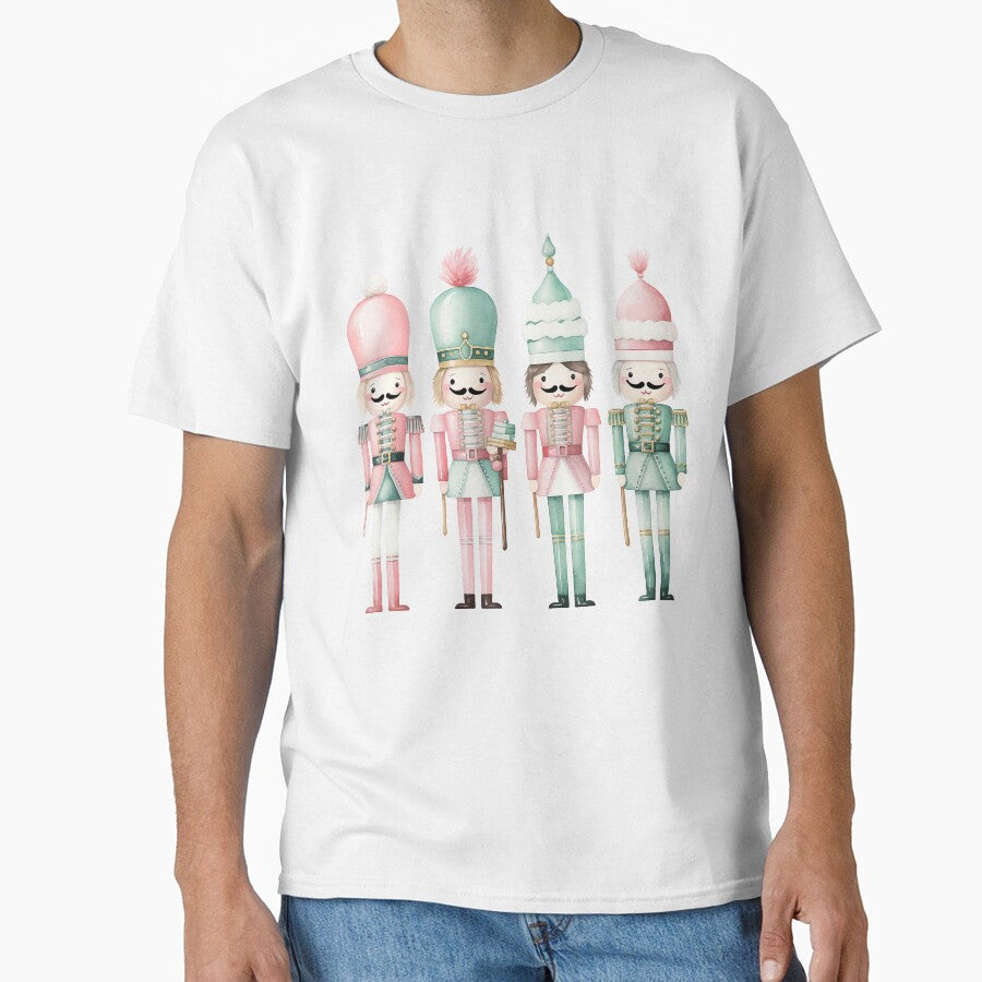Nutcrackers Mint Pink Winter Christmas Watercolor by Feeling Artsy