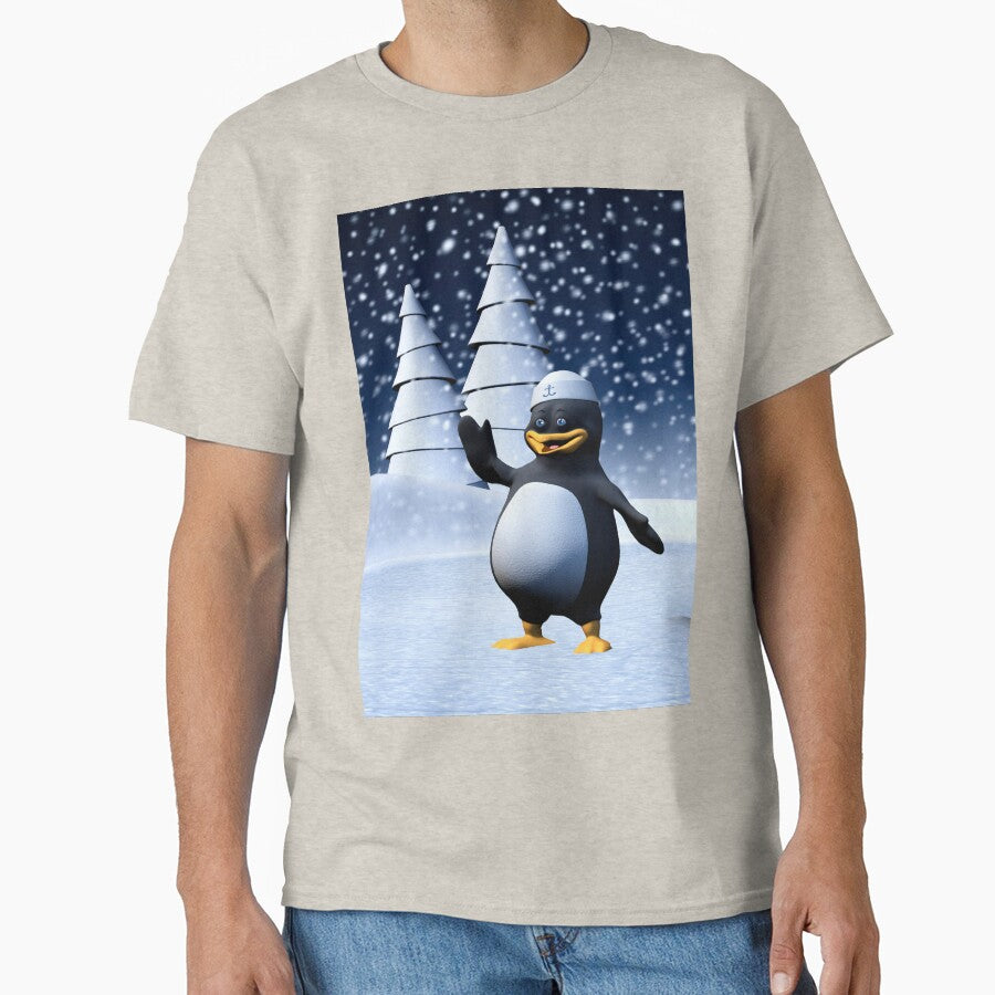 Cute Winter Sailor Penguin Snowy Holiday Art by Vac1