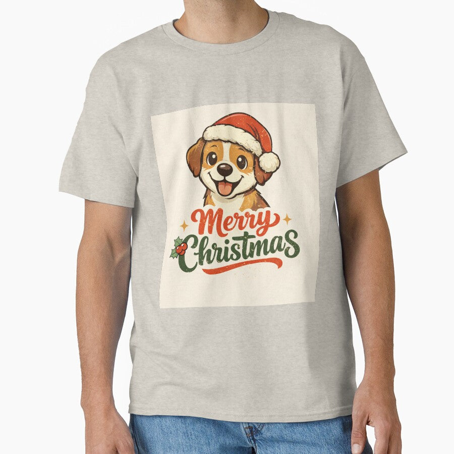 Merry Christmas Dog T-Shirt | Cute Santa Dog Graphic Tee | Christmas Pet Lovers Shirt by Furfolkz
