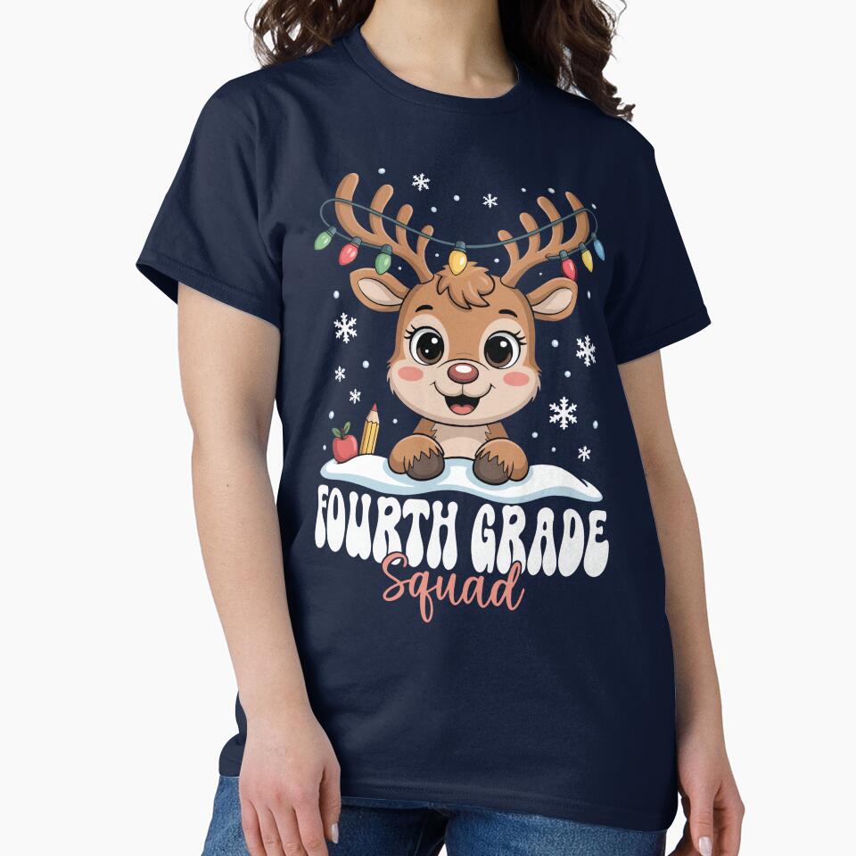 Fourth Grade Squad Reindeer Christmas Lights Winter by BaidenNeta