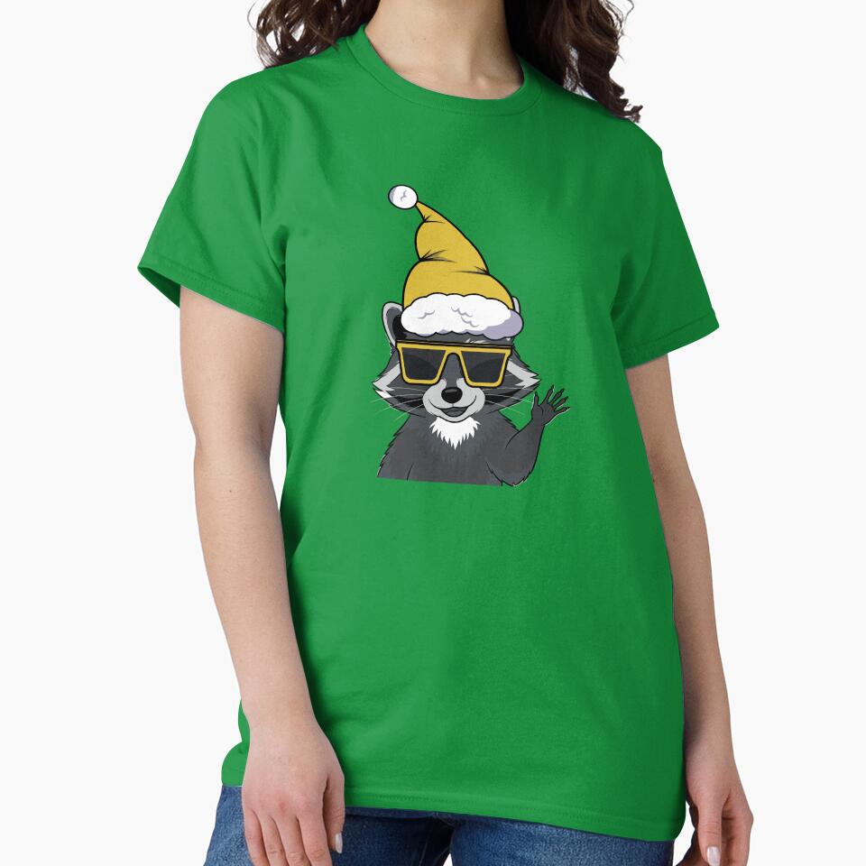 christmas raccoon with hat and sunglasses by Donutlovers