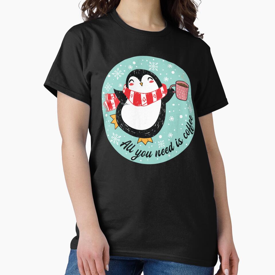 Cute Penguin Drinking Coffee Green Circle by dass-art