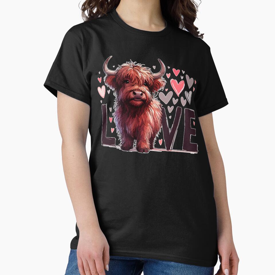 Love Cute Highland Cow Valentines Day by TomFrontierArt