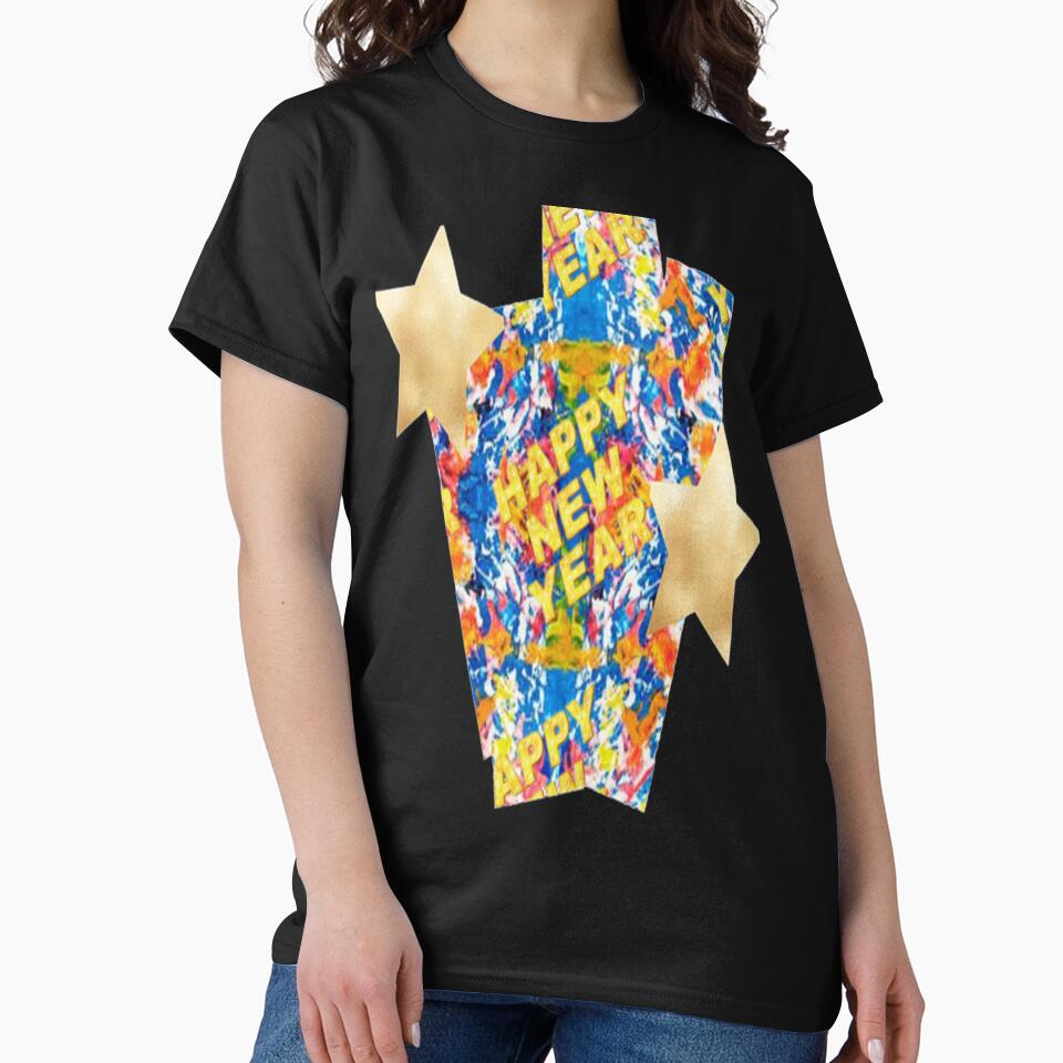 Happy New Year Abstract Design with Stars, Howdy New Year,New Years Celebration, New Years Eve Countdown by Adri Barnard