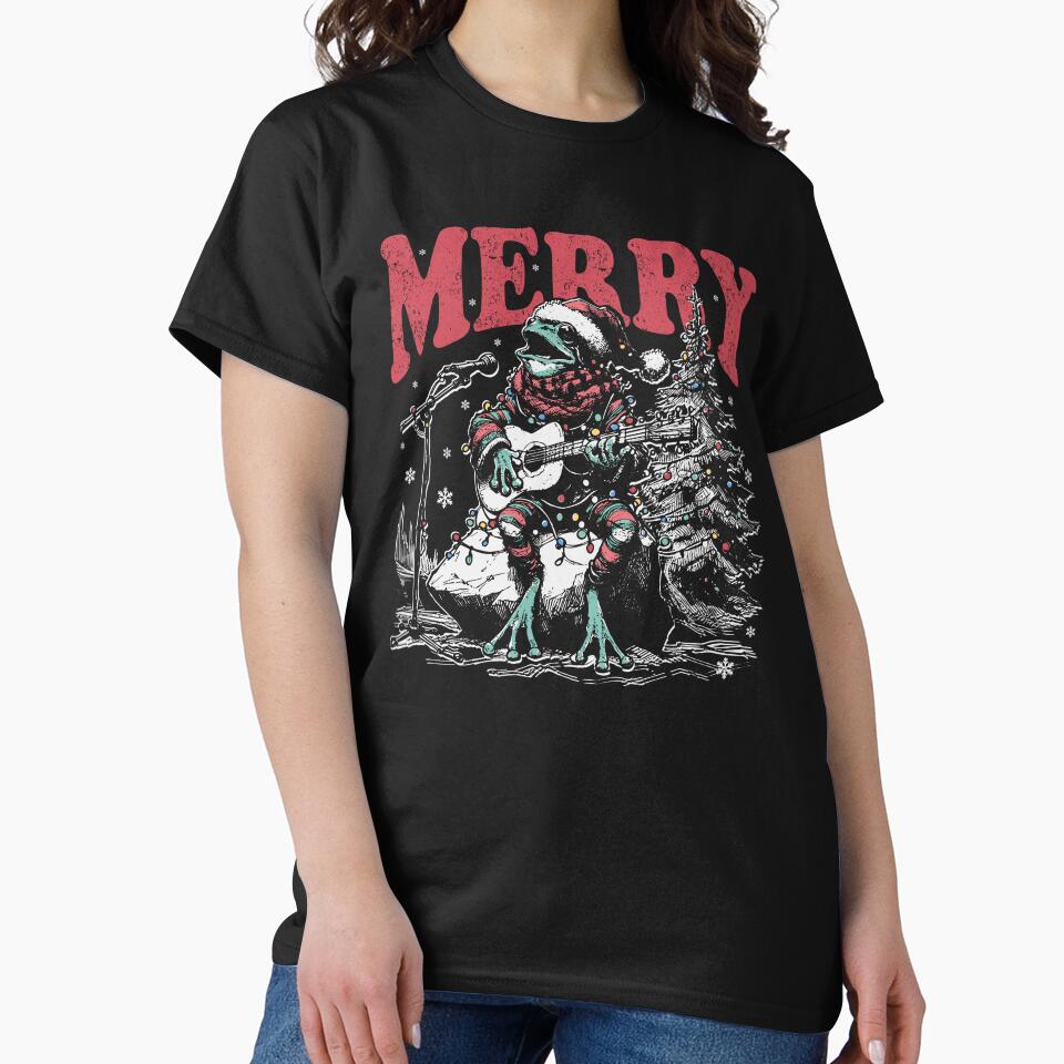 Merry Frogmas – Singing and Guitarist Toad with Christmas Tree by EmeraldeaArt