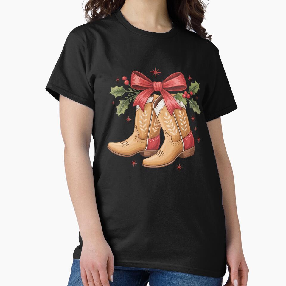 Merry And Bright Cowgirl Boot Christmas Western Cowboy by HaileyRobel