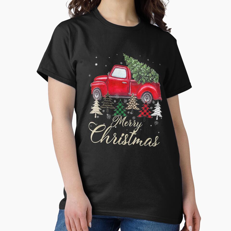 Red Truck With Buffalo Plaid And Leopard Christmas by lishakaren