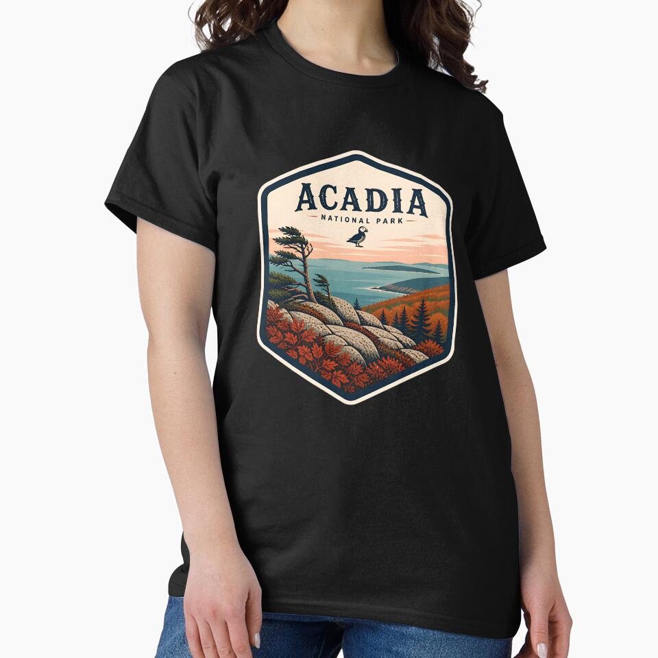 Acadia National Park Vintage Hiking Travel Badge by TravelersGems