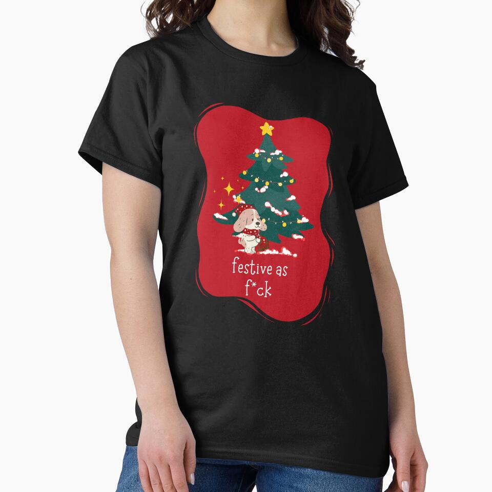 Festive as F*ck - Festive AF - Cute Holiday Dog by mydoodlesateme
