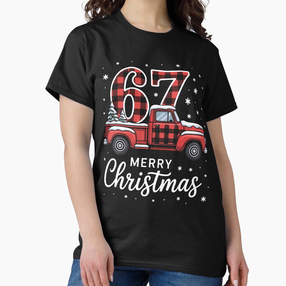 Merry Christmas Red Plaid Truck 67 Christmas by TerryAnnie