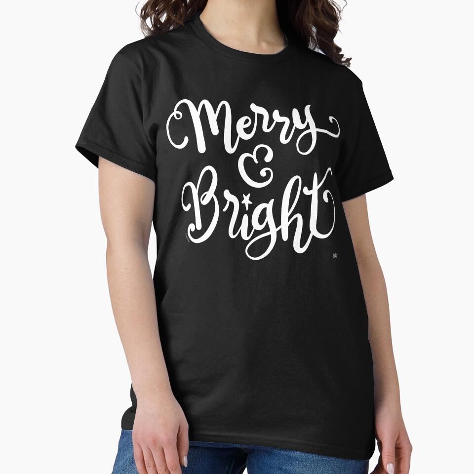 White Chirstmas Saying, Merry and Bright by DoubleBrush