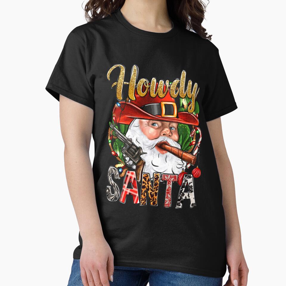 Howdy Santa Retro Christmas Rodeo For Cowboy, For Cowgirl, Funny Western Gift by wendywildartt