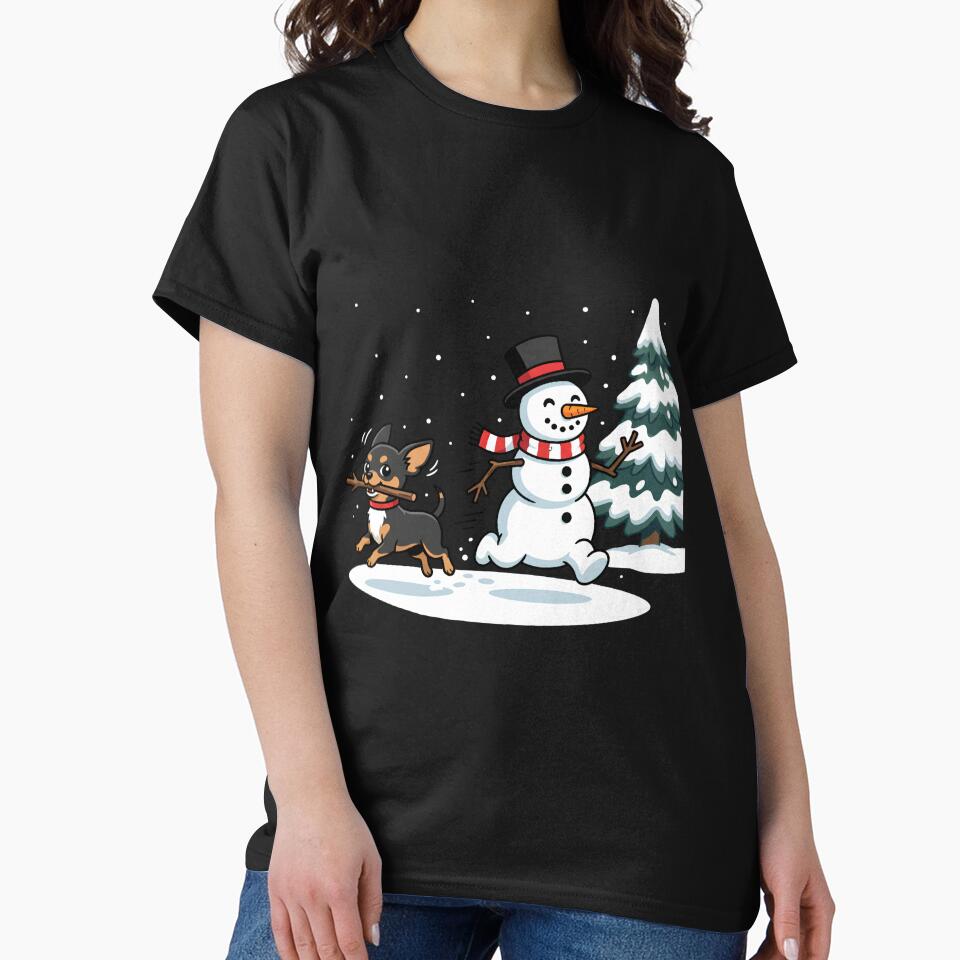 Cute Snowman Chasing Pomchi Dog Christmas Owner Pet Love by w66aboo