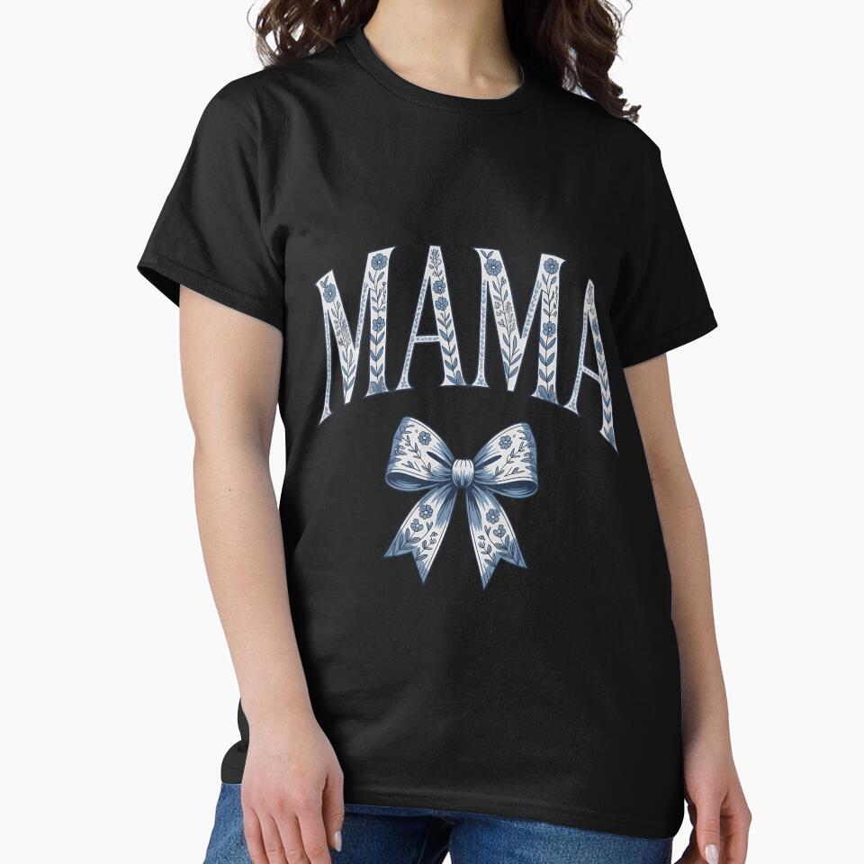 Groovy Mama Coquette Bow Blue Floral Mother's Day Mom Life by SapfireStuArt