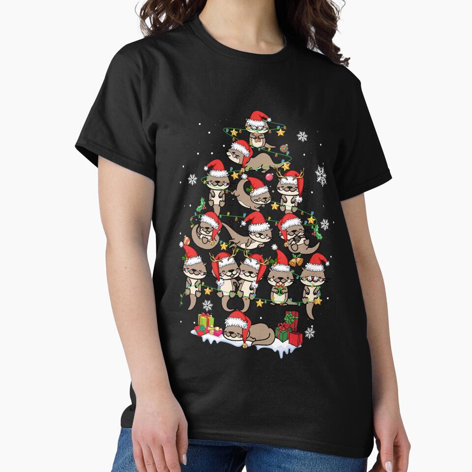 Cute Sea Otter Reindeer Kids Funny Christmas Tree Animal Lover by MichalwSatterf