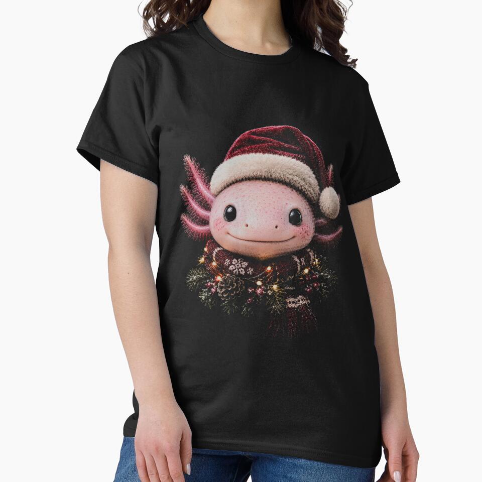 Cute Christmas Axolotl Santa Hat – Festive Holiday Animal by SOUFIANE1991
