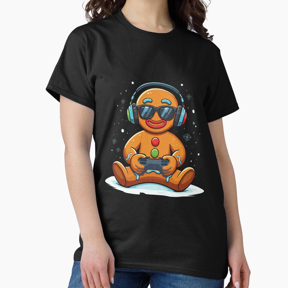 Christmas Gamer Boys Gingerbread Man Video Game Xmas Funny Gift for Kids Women Men by JUSTBEELEGANT